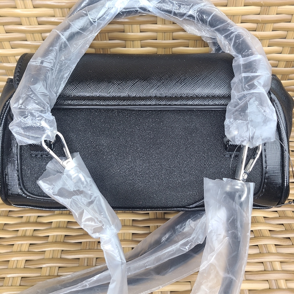 Paris Hilton Black Mini Satchel Bag Purse Structured Handles - Picture 14 of 14